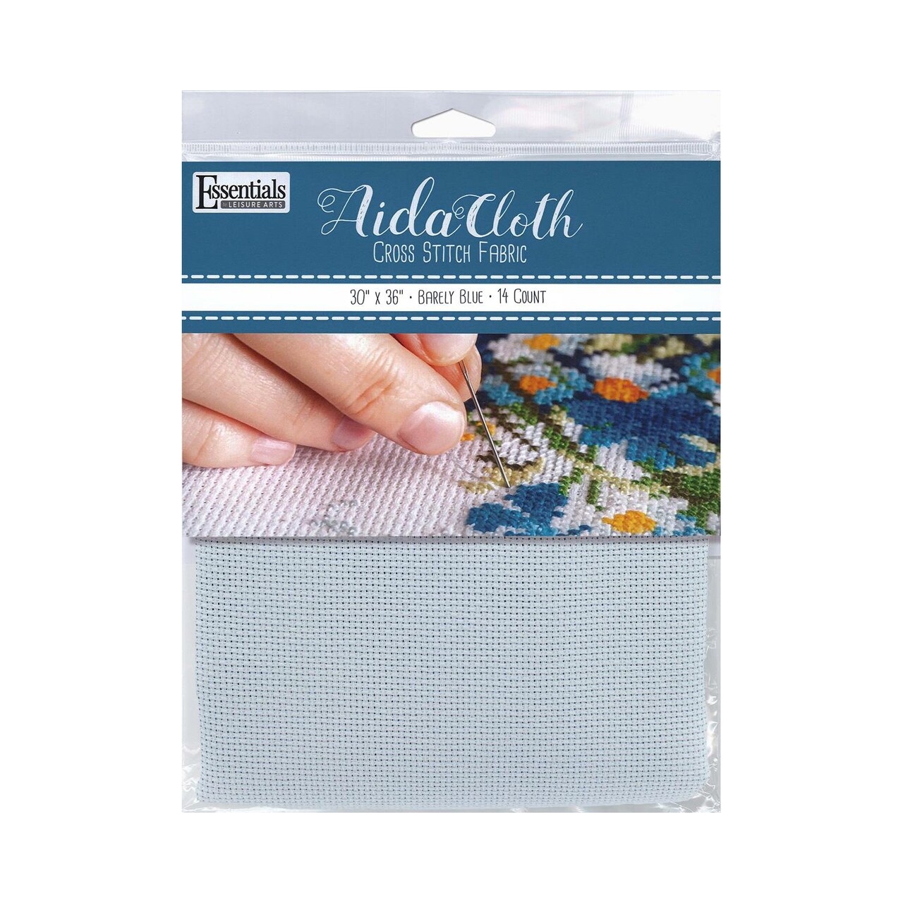 Essentials By Leisure Arts Aida Cloth, 14 count, 30" x 36", Barely Blue cross stitch fabric for embroidery, cross stitch, machine embroidery and needlepoint